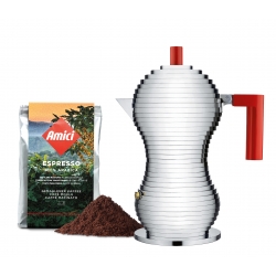 Moka Pulcina Induktion 6 Tassen mit geschenktem Kaffee Ihrer Wahl