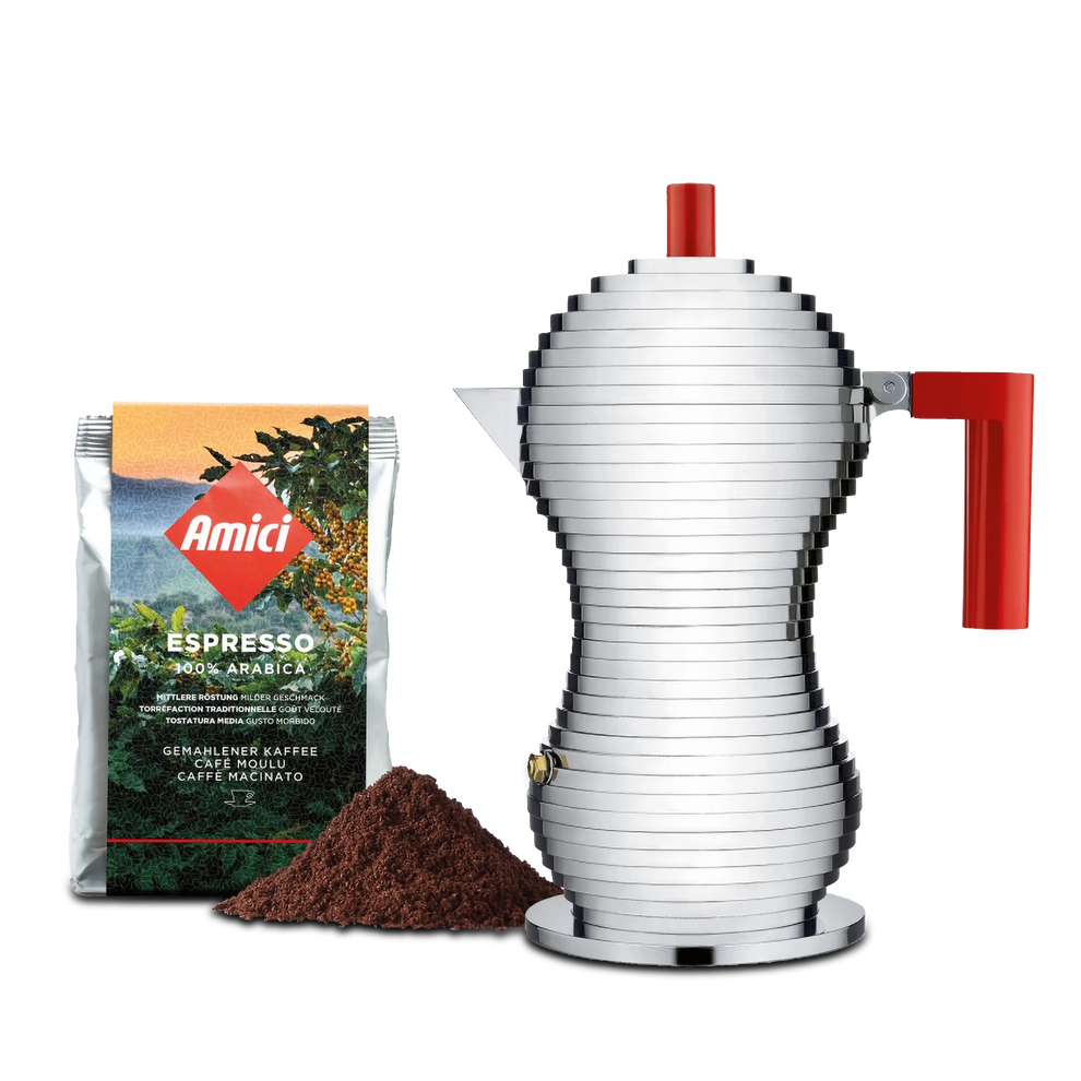 Moka Pulcina Induktion 3 Tassen mit geschenktem Kaffee Ihrer Wahl
