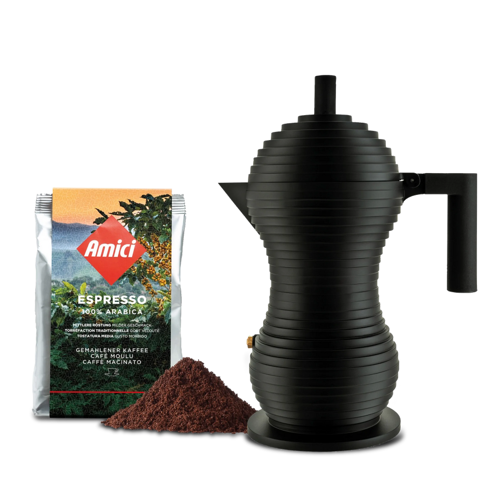 Moka Pulcina Nera 6 Tassen mit geschenktem Kaffee Ihrer Wahl